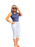 Pull - on Pedal Pusher White - Back of the Bay Boutique