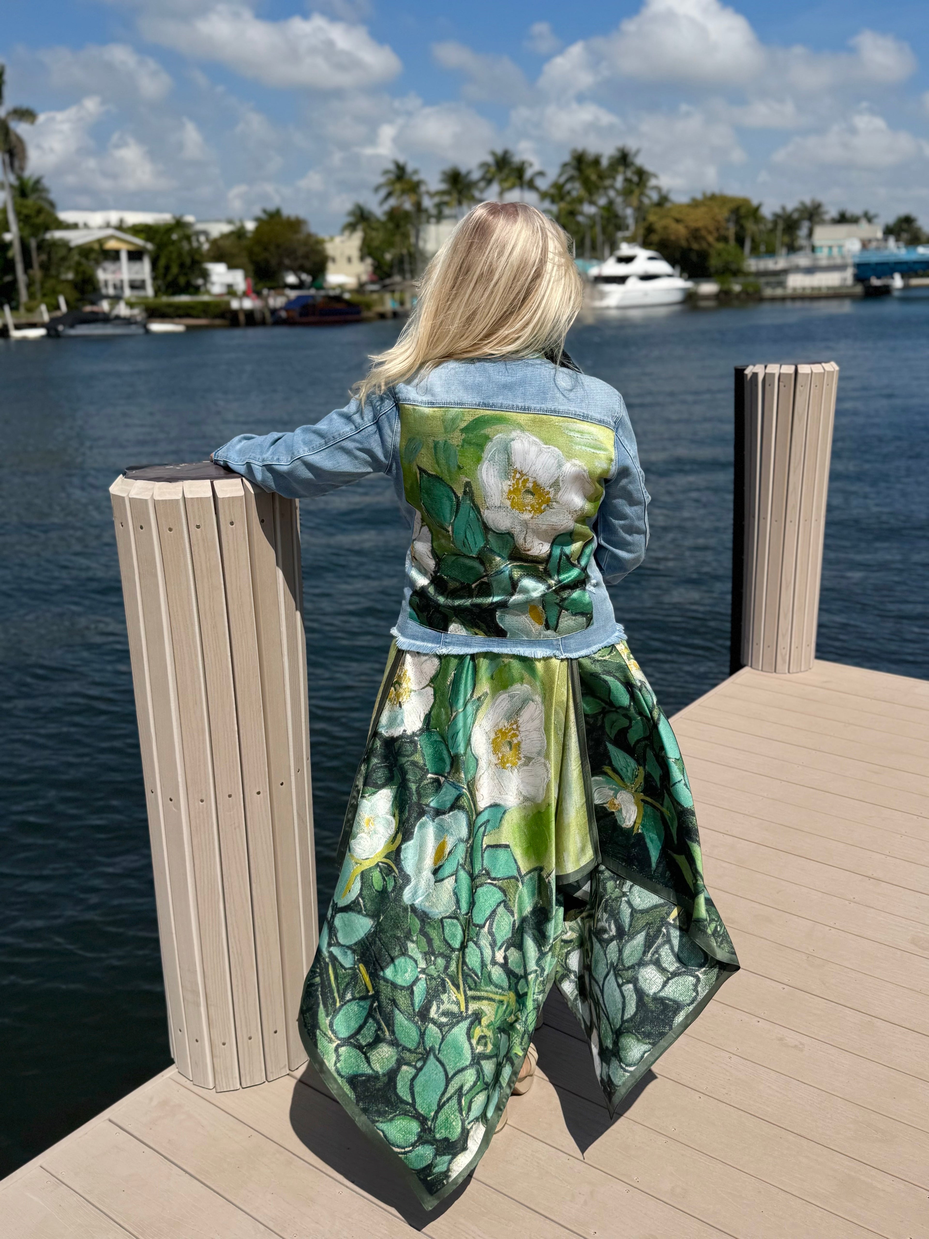 Silk Dress / White Blossom - Back of the Bay Boutique