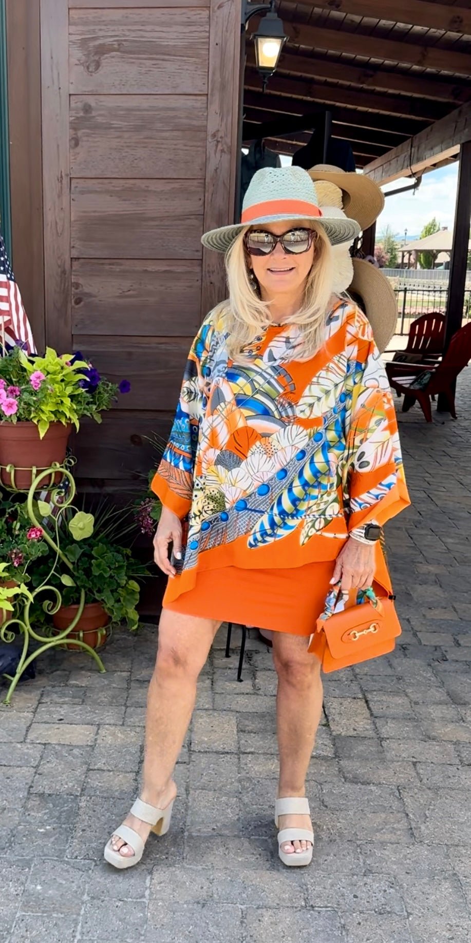 Tunic Orange Feathers - Back of the Bay Boutique