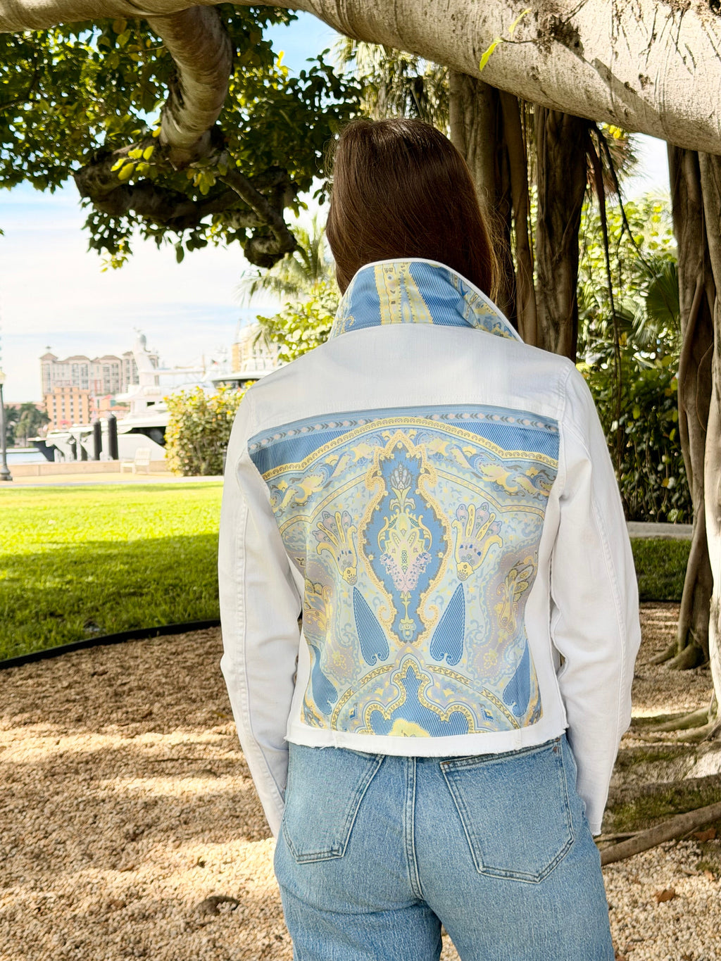 The White Denim Jacket / Serenity Garden