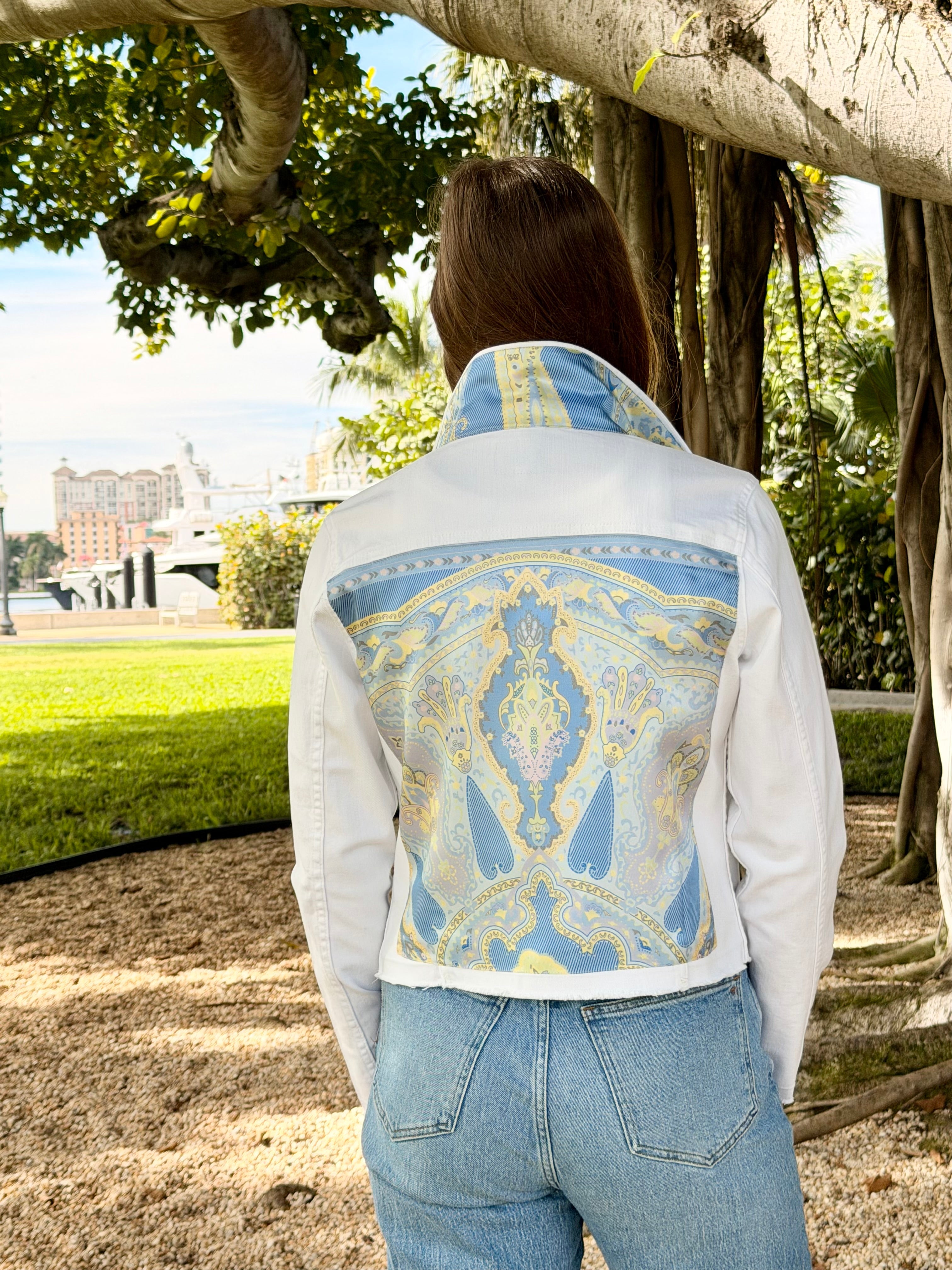 The White Denim Jacket / Serenity Garden