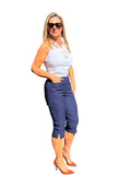 Pull - on Pedal Pusher Navy - Back of the Bay Boutique
