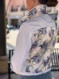 The White Denim Jacket / Blooming Iris - Back of the Bay Boutique