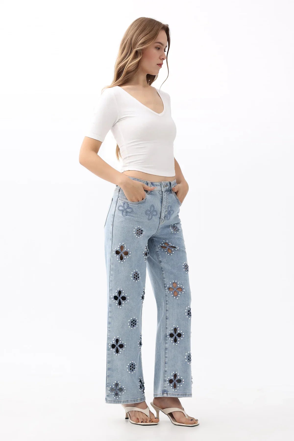 High Rise Straight Jeans Light Blue - Back of the Bay Boutique