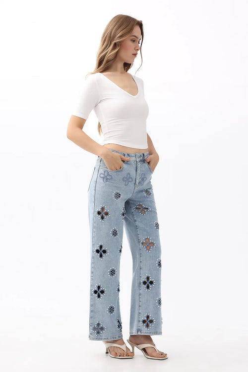 High Rise Straight Jeans Light Blue - Back of the Bay Boutique