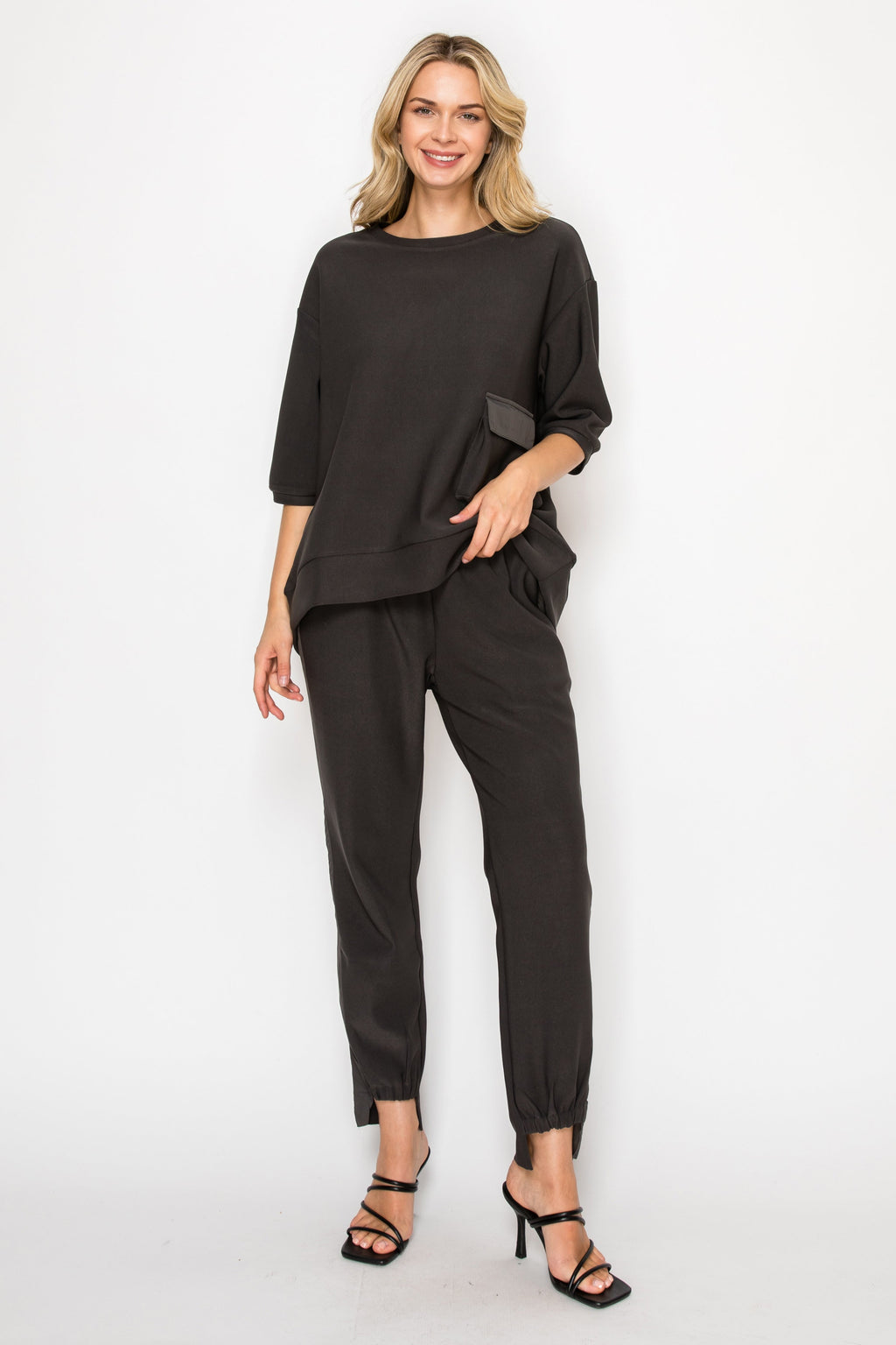 Karen Knit Crepe Top - Dark Colors