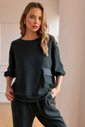 Karen Knit Crepe Top - Dark Colors