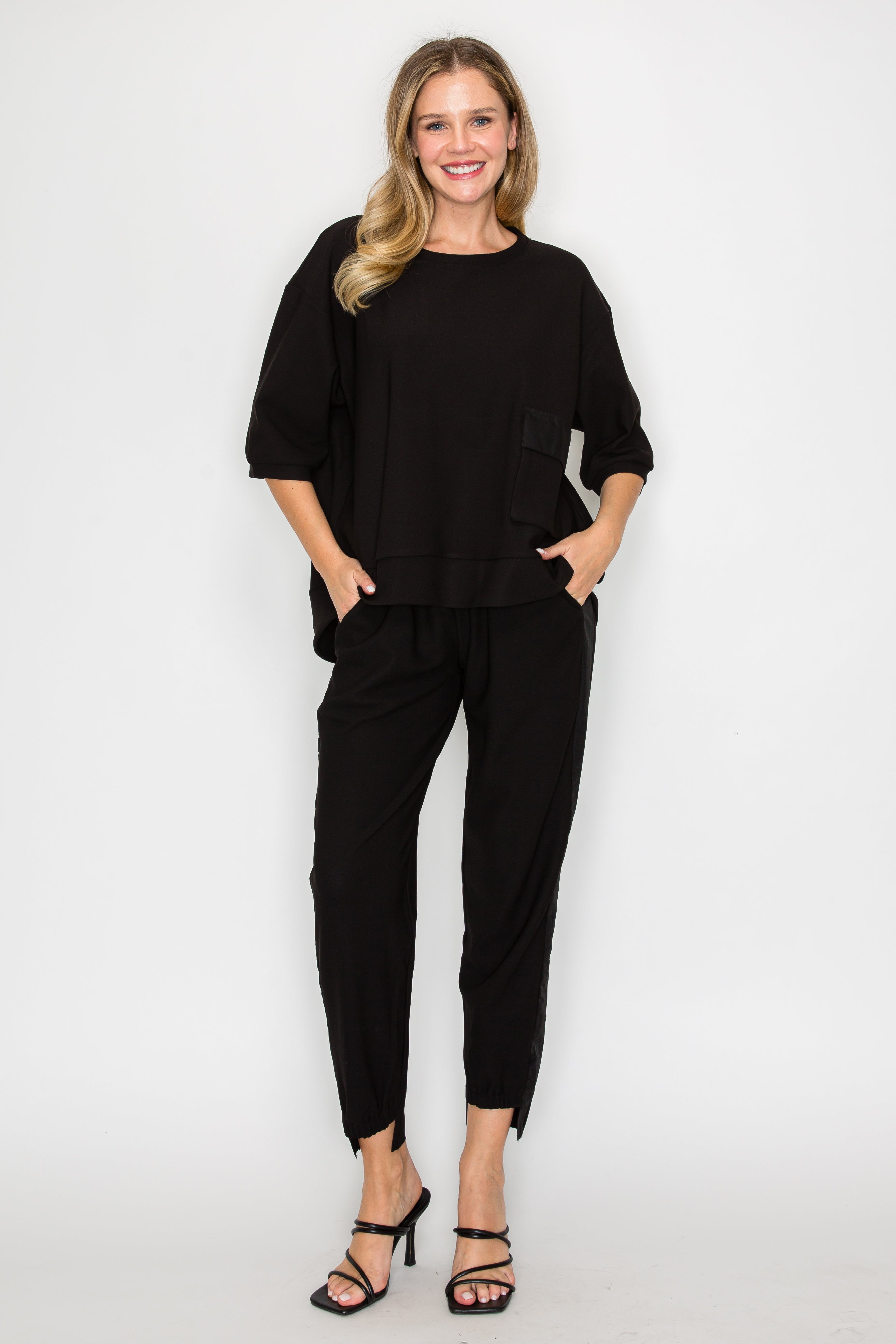 Karen Knit Crepe Top - Dark Colors