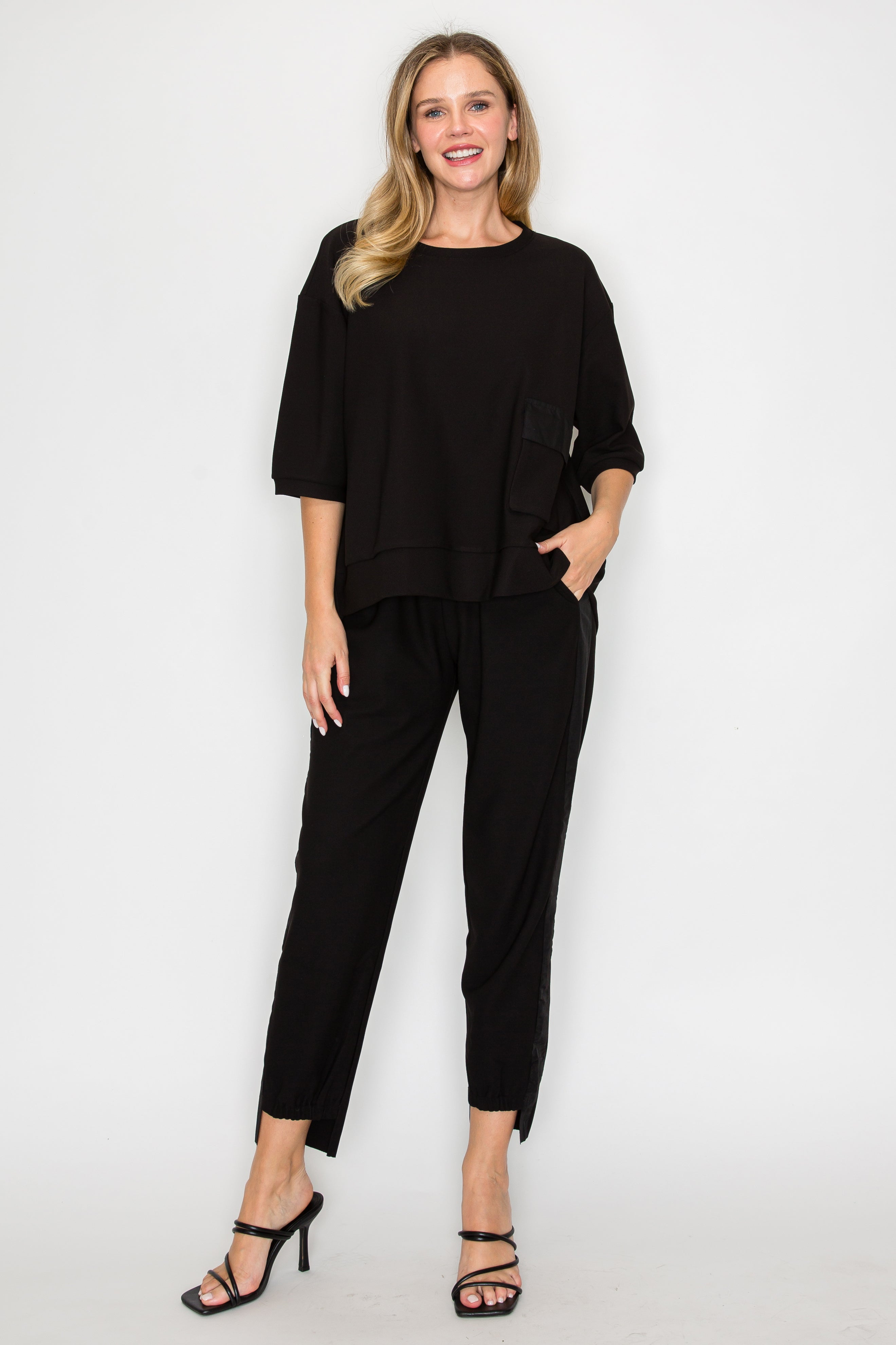 Karen Knit Crepe Top - Dark Colors