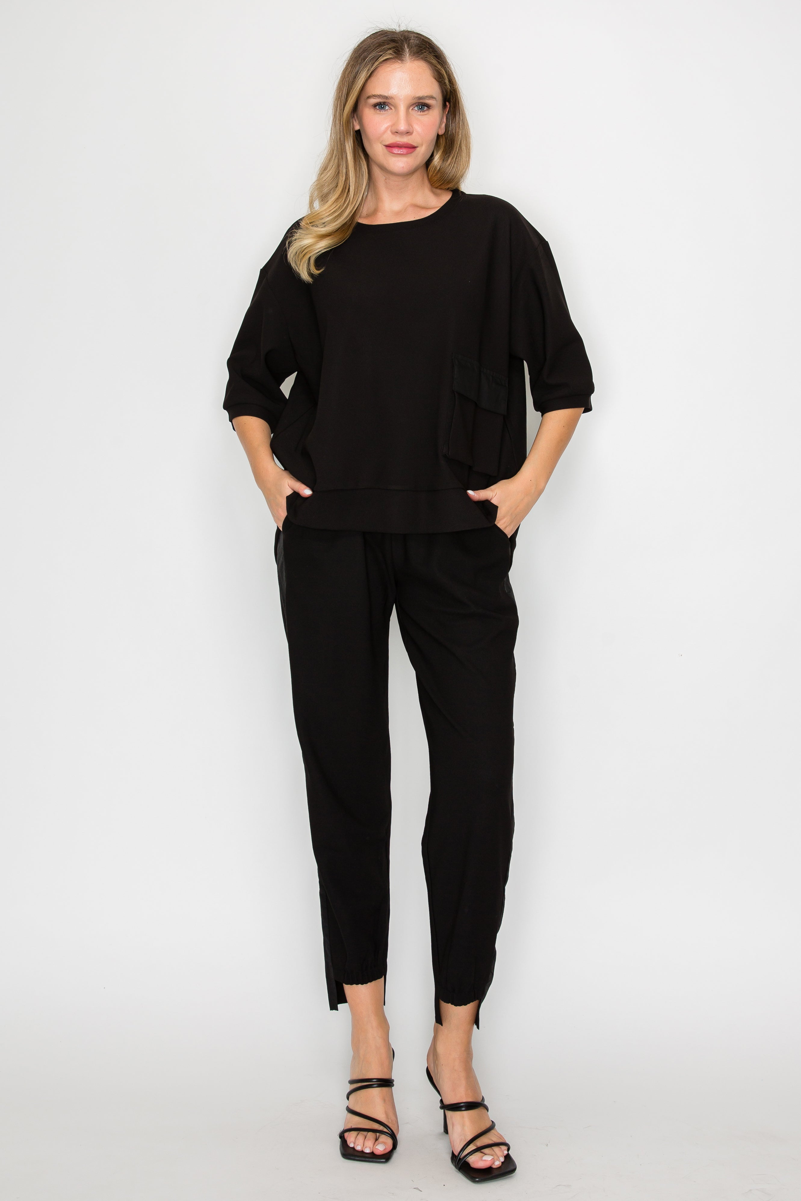 Karen Knit Crepe Top - Dark Colors