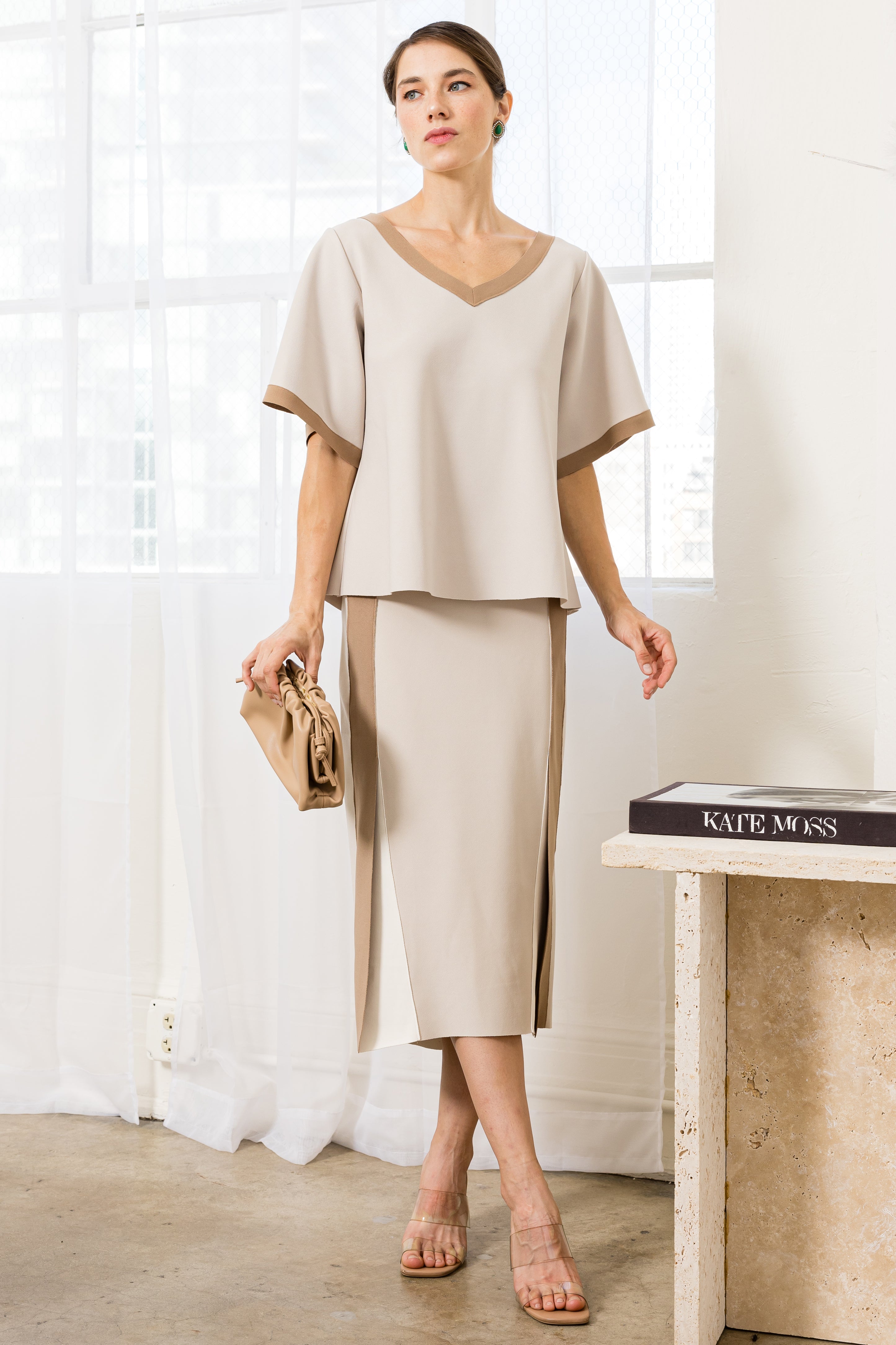 Kate Stretch Knit Crepe Top