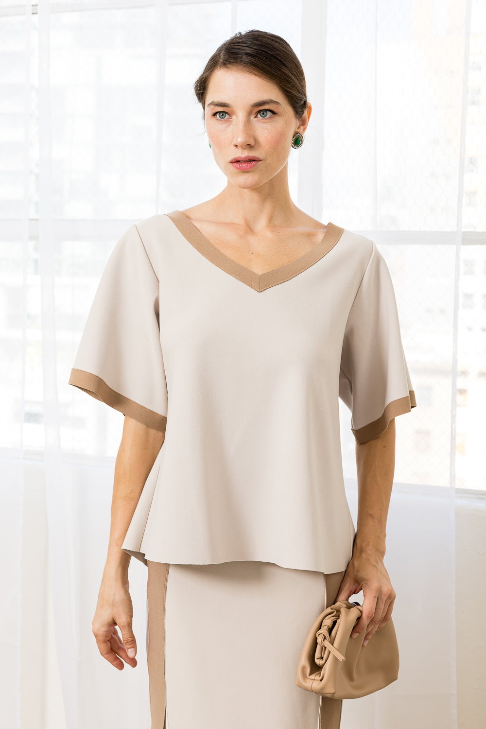Kate Stretch Knit Crepe Top