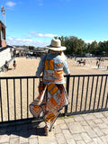 Silk Dress / Light Blue & Orange Horse - Back of the Bay Boutique