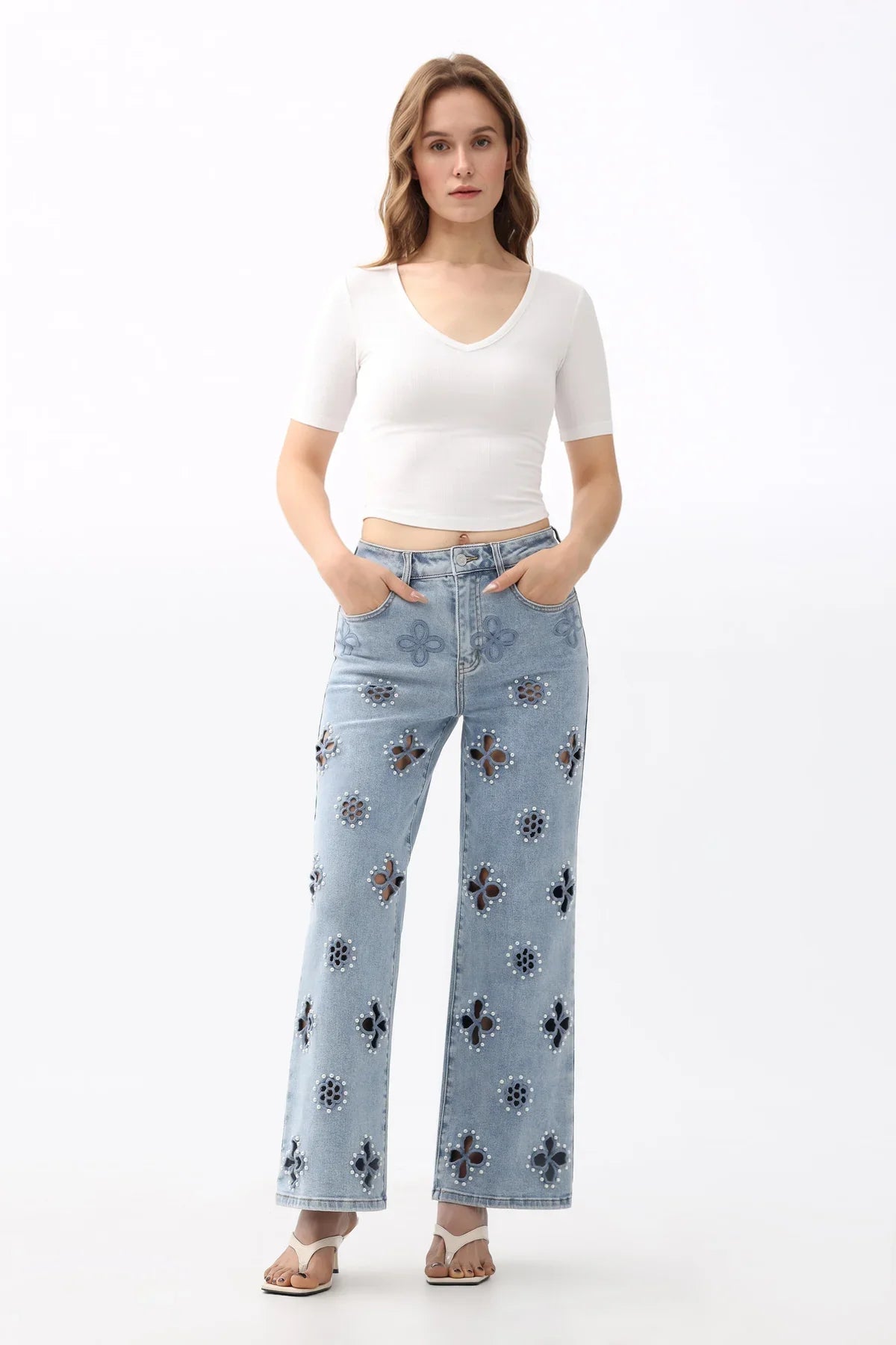 High Rise Straight Jeans Light Blue - Back of the Bay Boutique