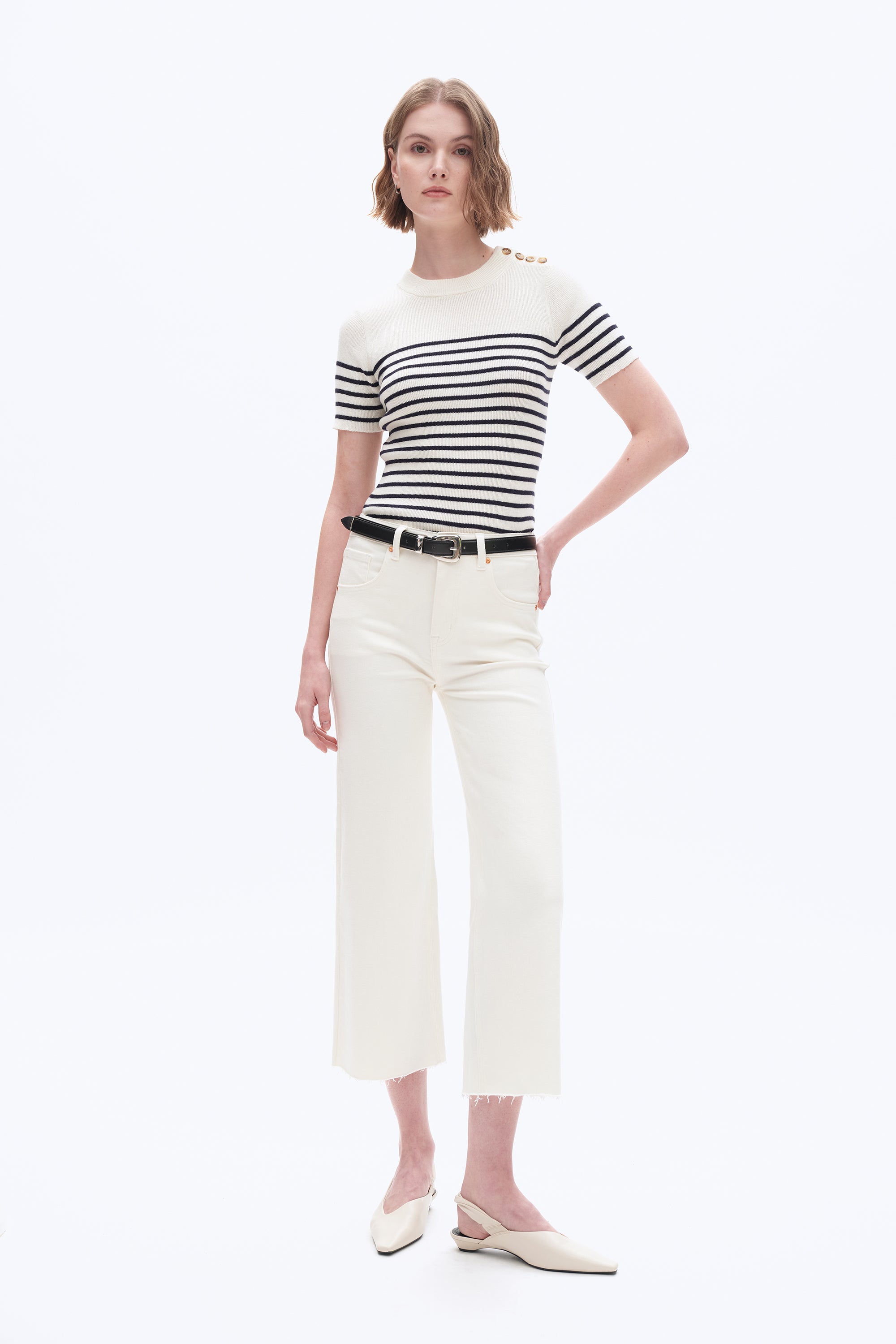 High Rise Wide Leg Denim Jeans White - Back of the Bay Boutique