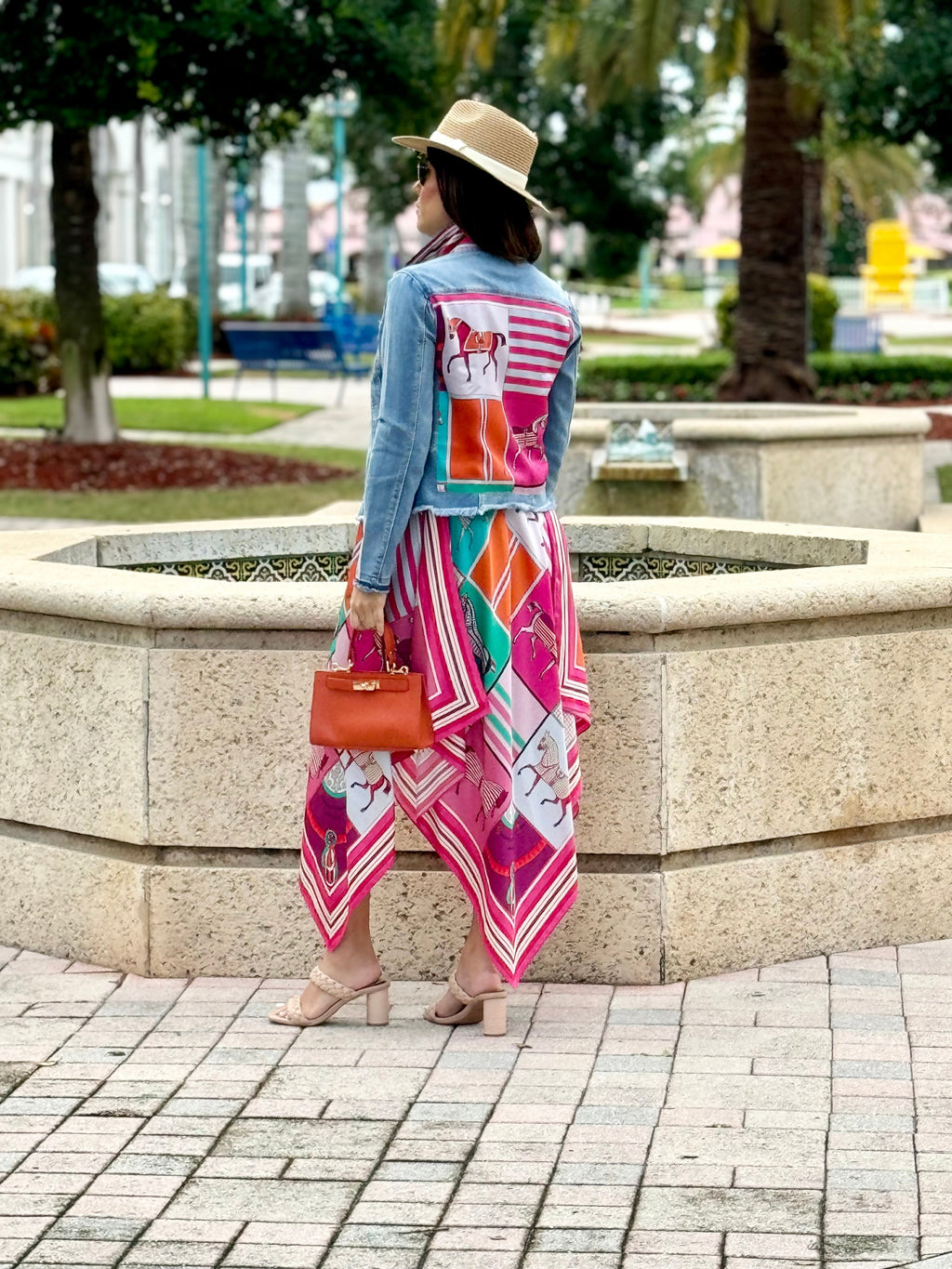 Silk Dress / Pink Horse - Back of the Bay Boutique