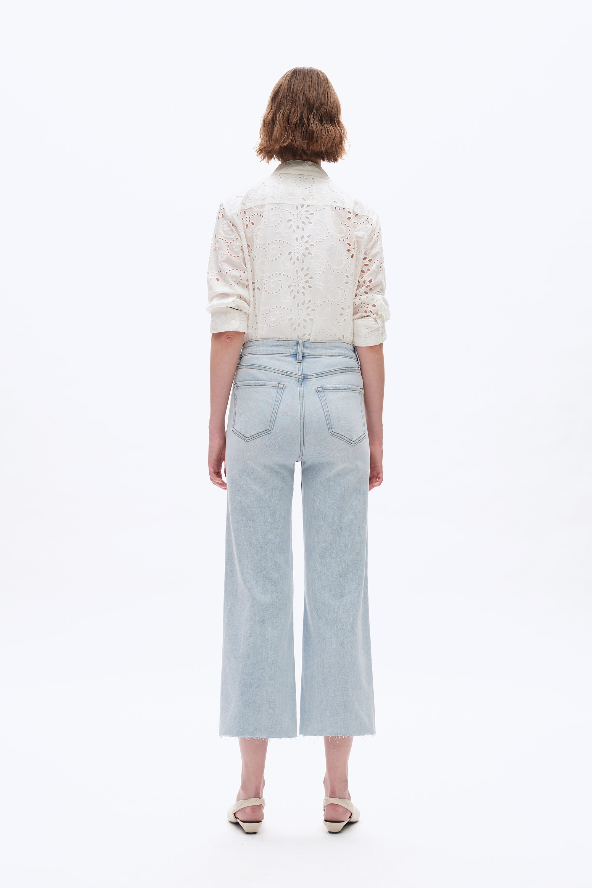 High Rise Wide Leg Denim Jeans Light Blue - Back of the Bay Boutique