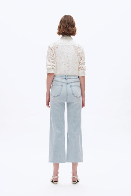 High Rise Wide Leg Denim Jeans Light Blue - Back of the Bay Boutique