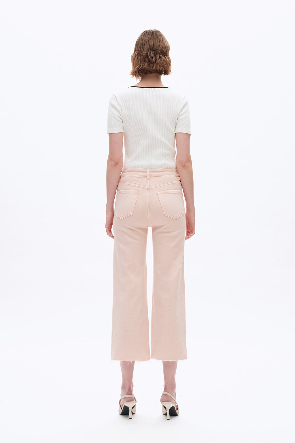 High Rise Wide Leg Denim Jeans Pale Pink - Back of the Bay Boutique