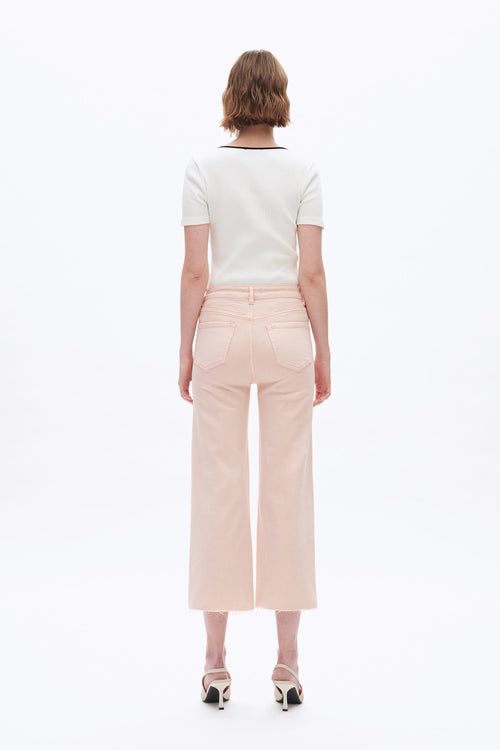 High Rise Wide Leg Denim Jeans Pale Pink - Back of the Bay Boutique
