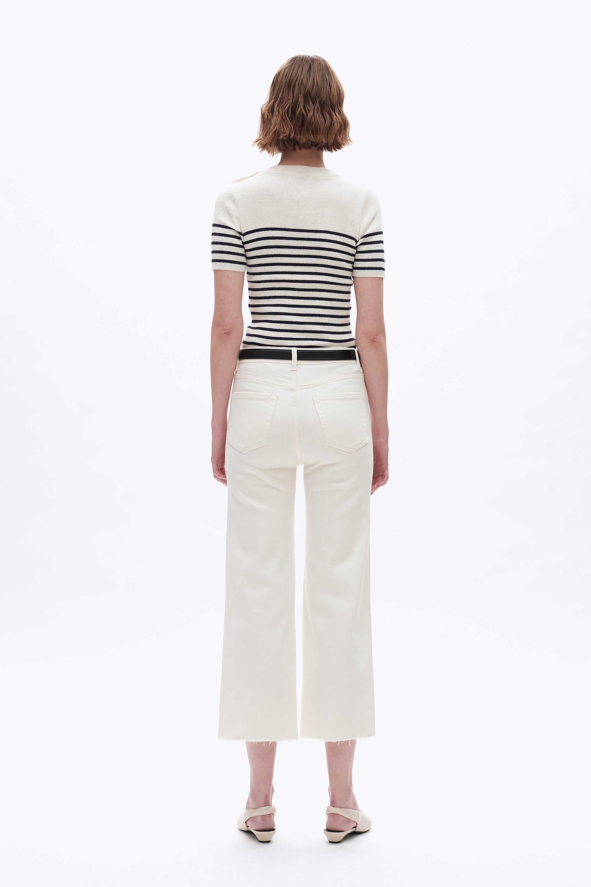 High Rise Wide Leg Denim Jeans White - Back of the Bay Boutique