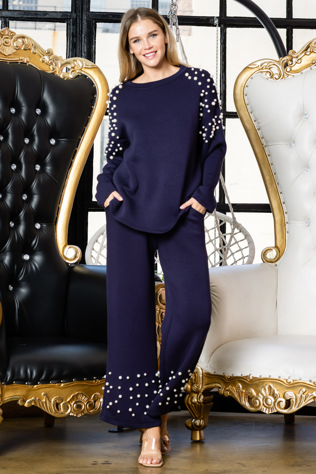 Fiona Stretch French Scuba Pearl Top