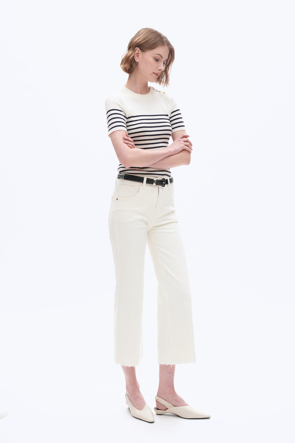 High Rise Wide Leg Denim Jeans White - Back of the Bay Boutique