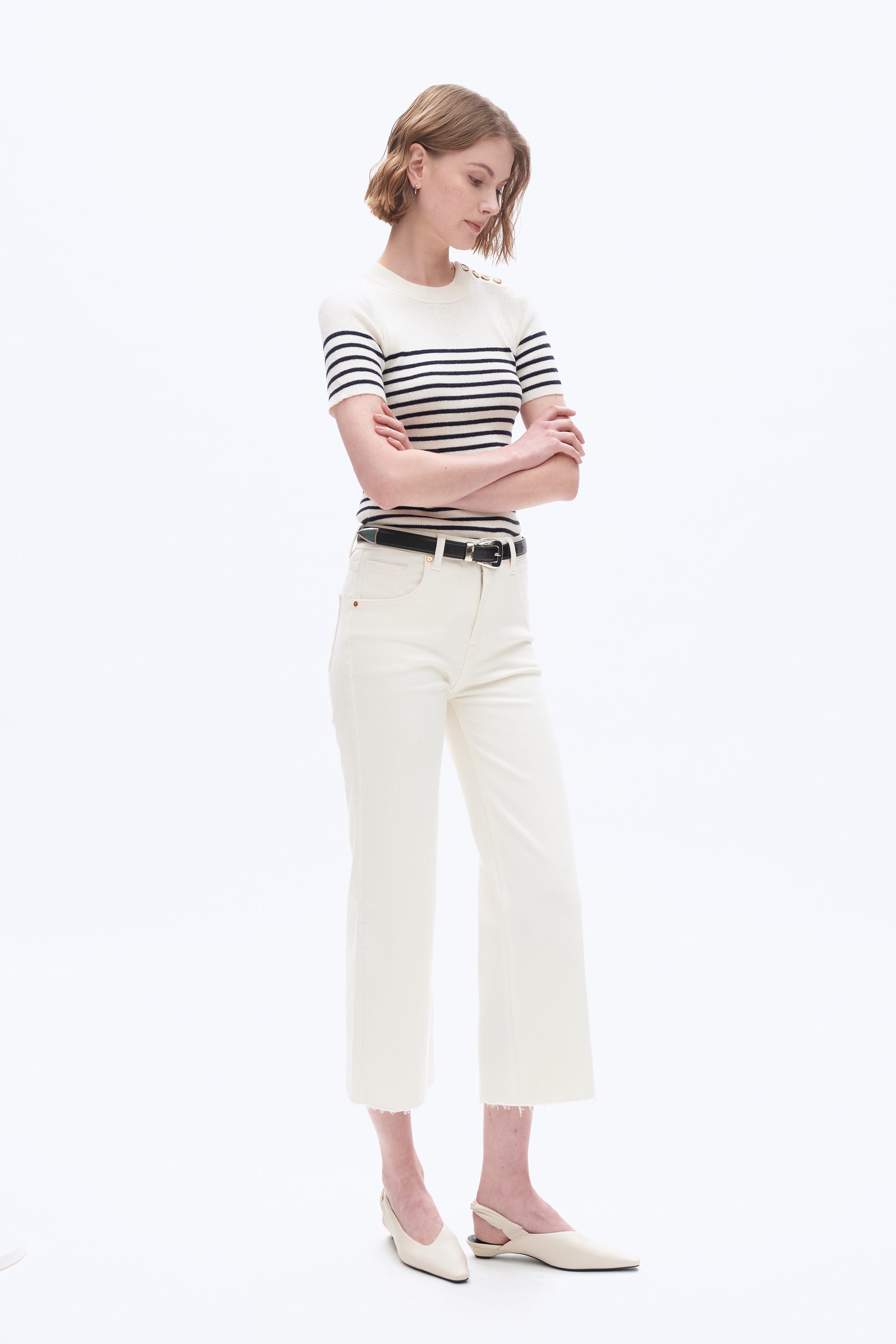 High Rise Wide Leg Denim Jeans White - Back of the Bay Boutique