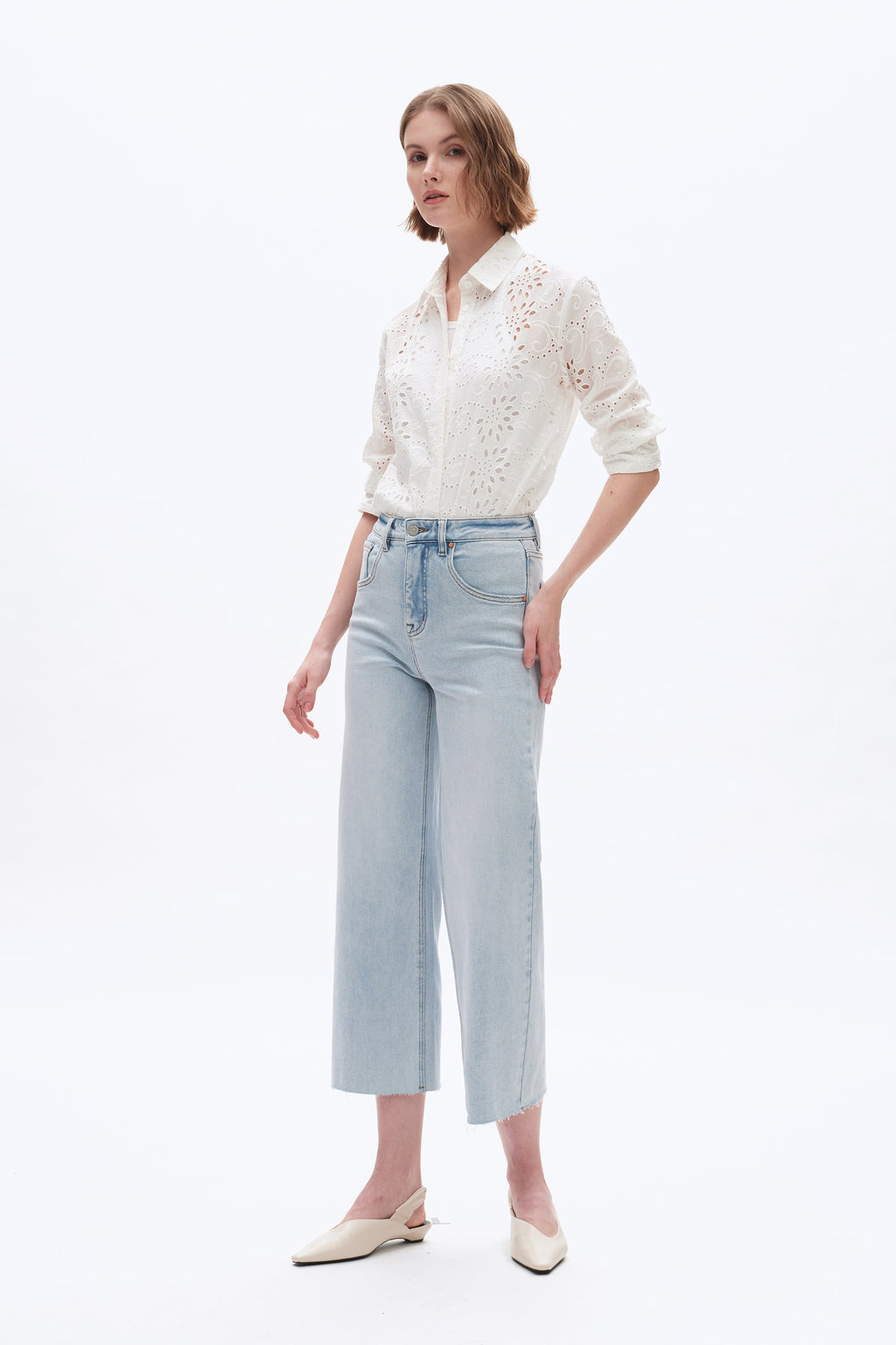 High Rise Wide Leg Denim Jeans Light Blue - Back of the Bay Boutique