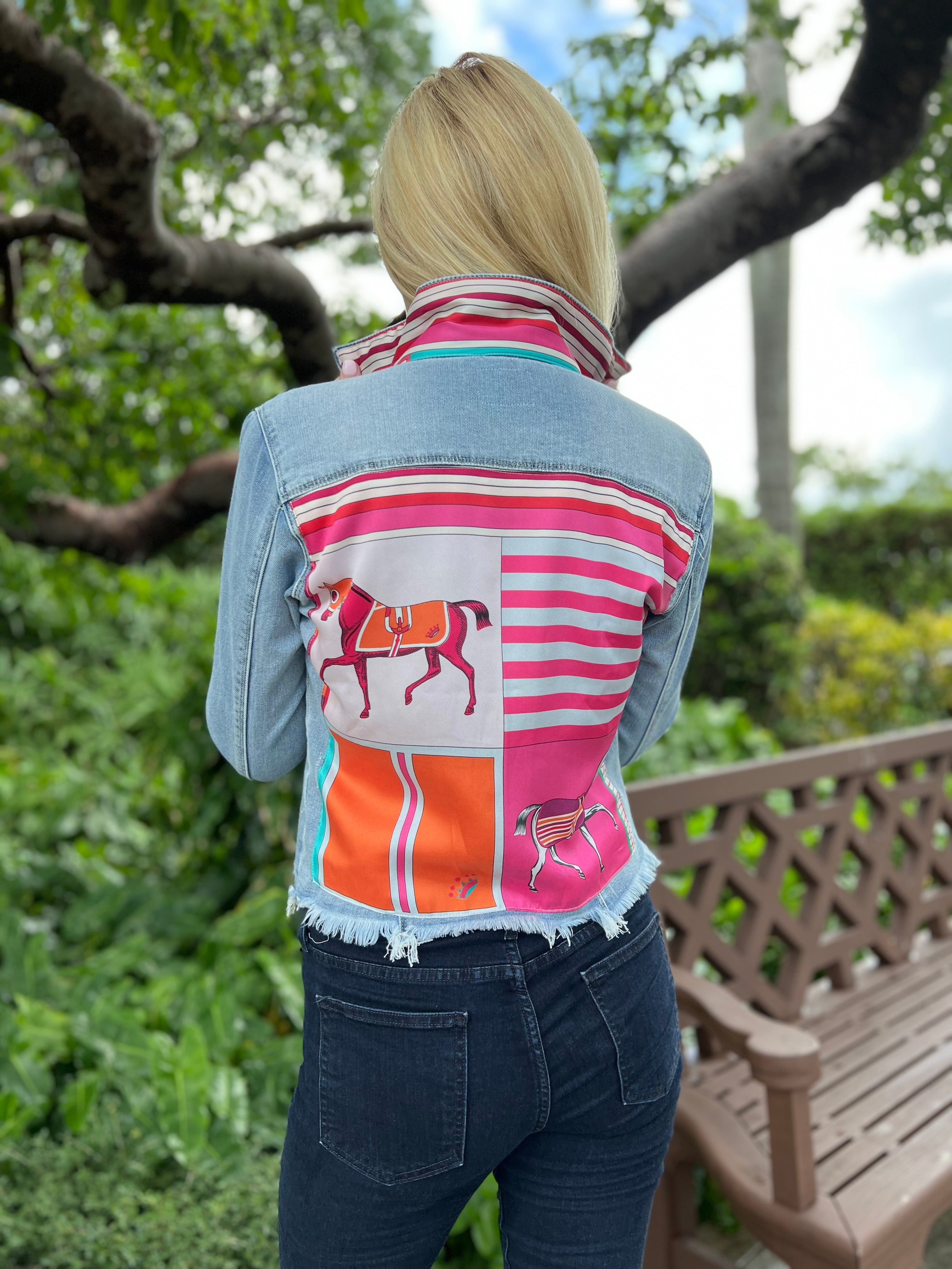 The Light Denim Jacket / Pink Horse - Back of the Bay Boutique