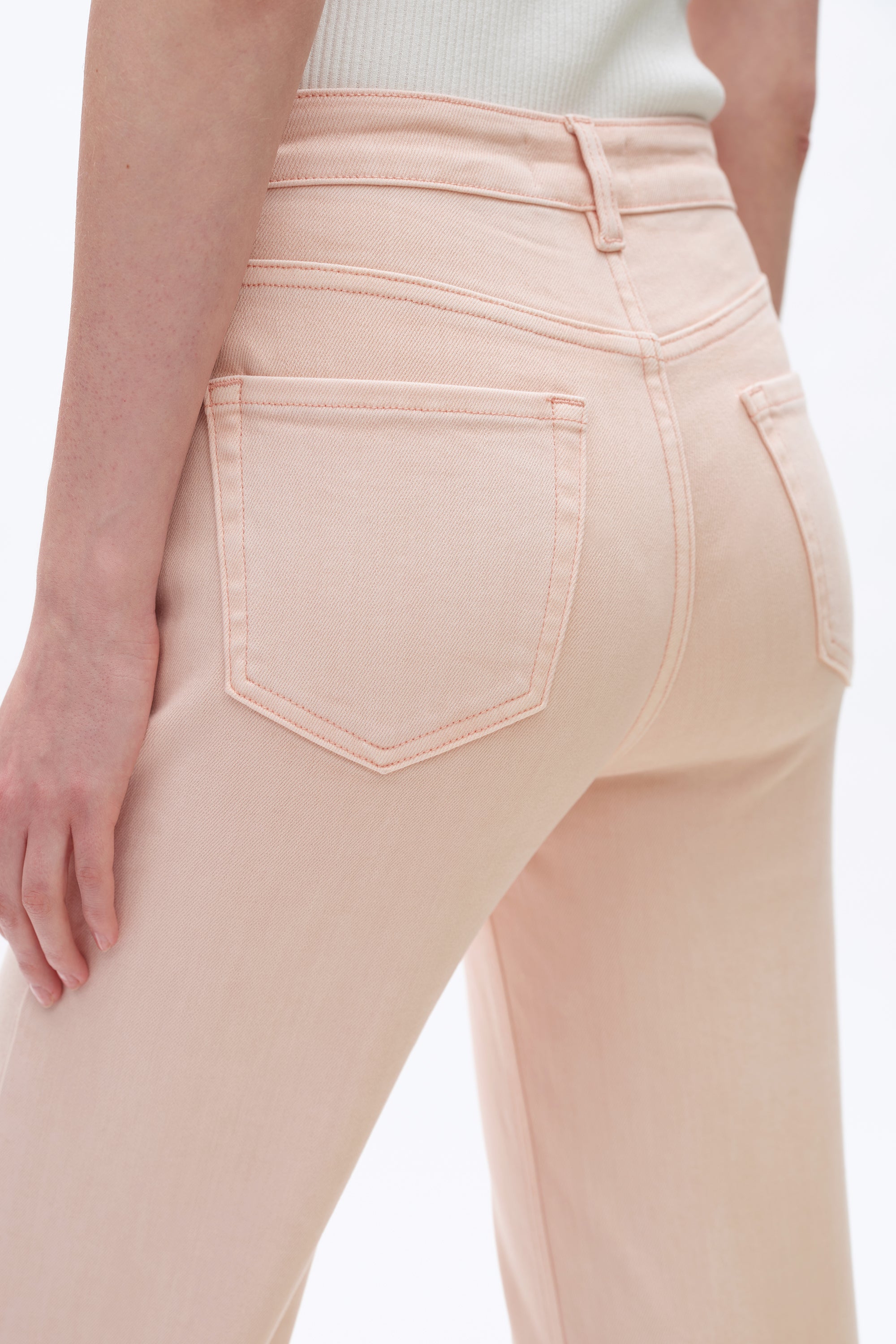 High Rise Wide Leg Denim Jeans Pale Pink - Back of the Bay Boutique