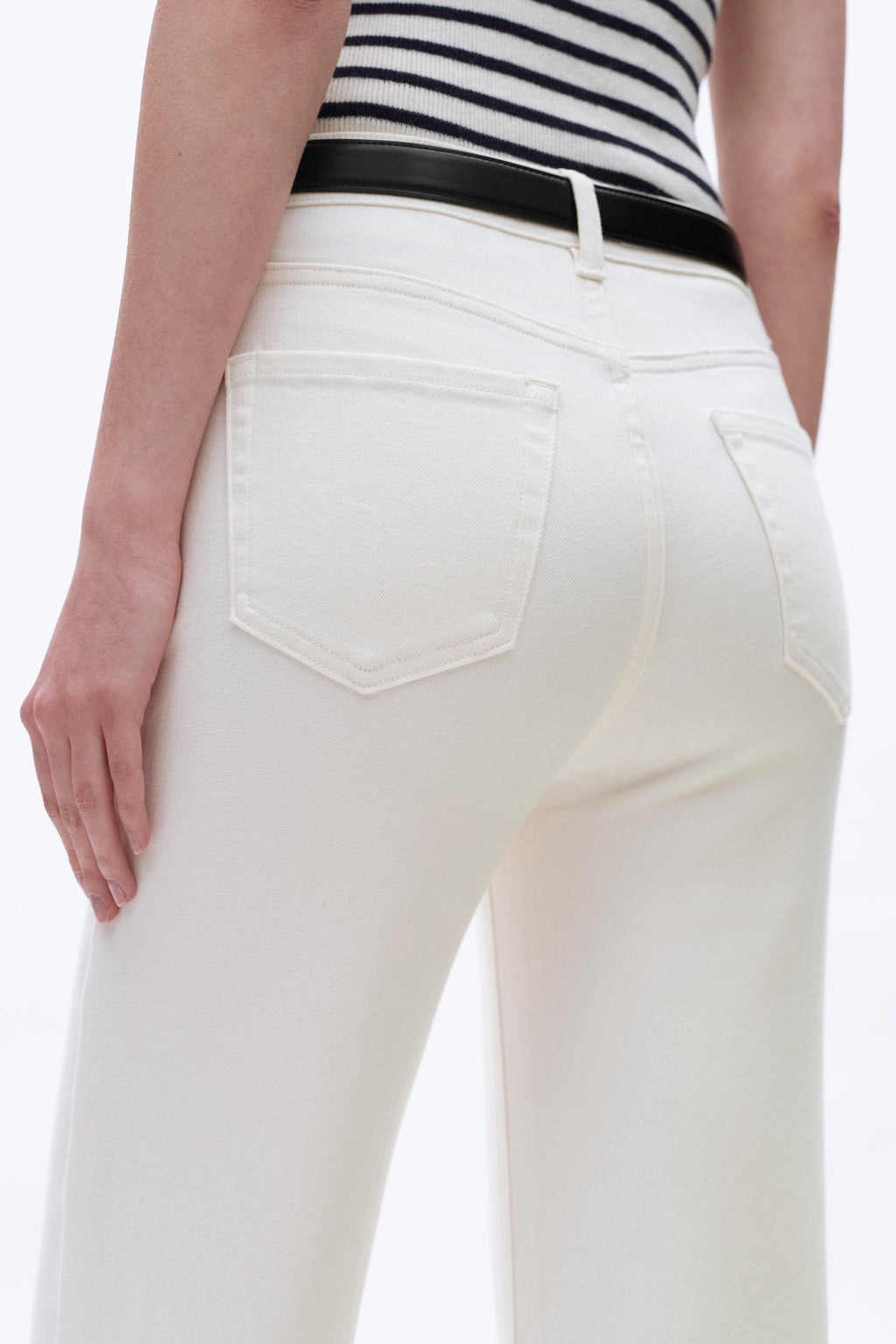 High Rise Wide Leg Denim Jeans White - Back of the Bay Boutique