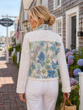 The White Denim Jacket / Blue Sequins