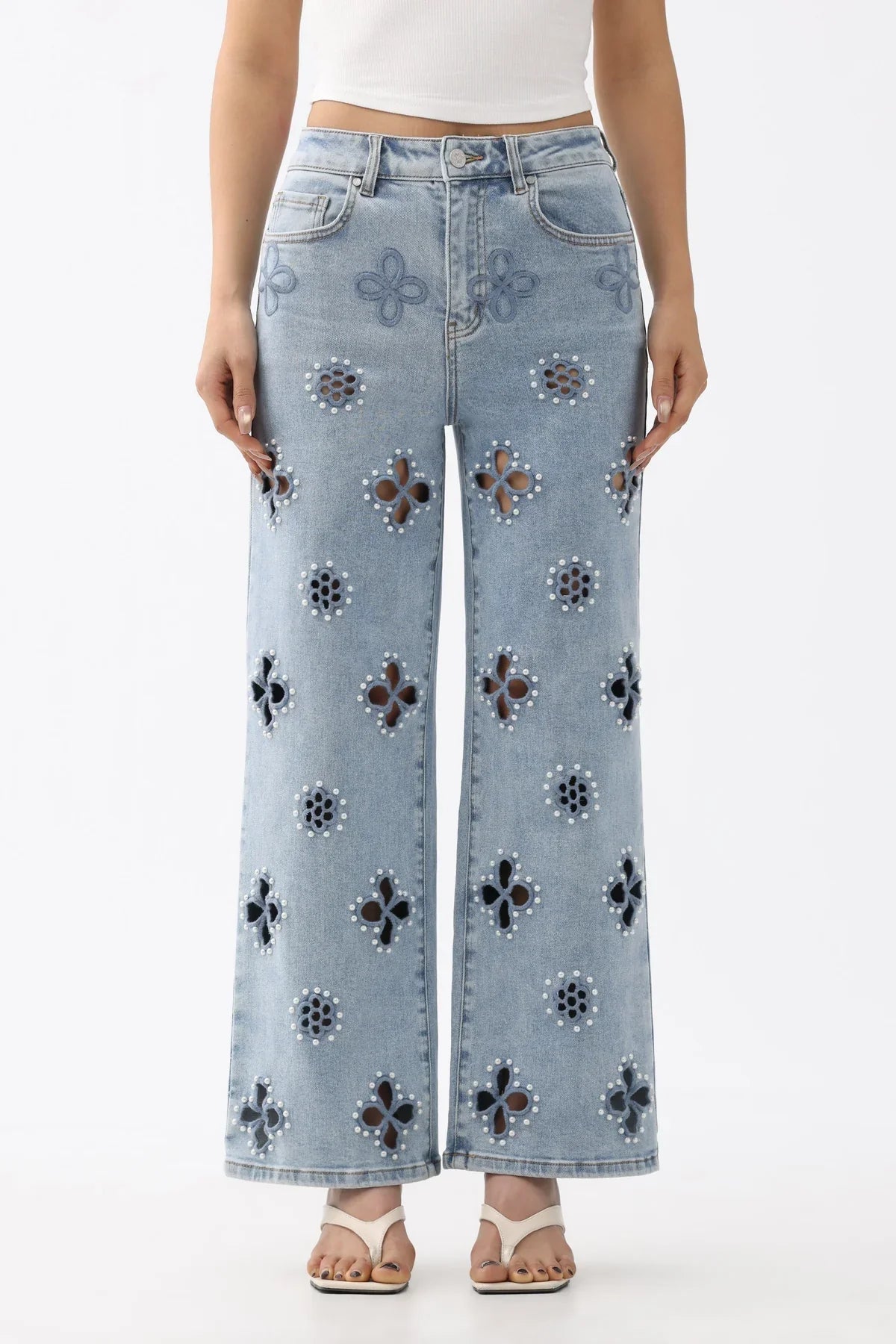 High Rise Straight Jeans Light Blue - Back of the Bay Boutique