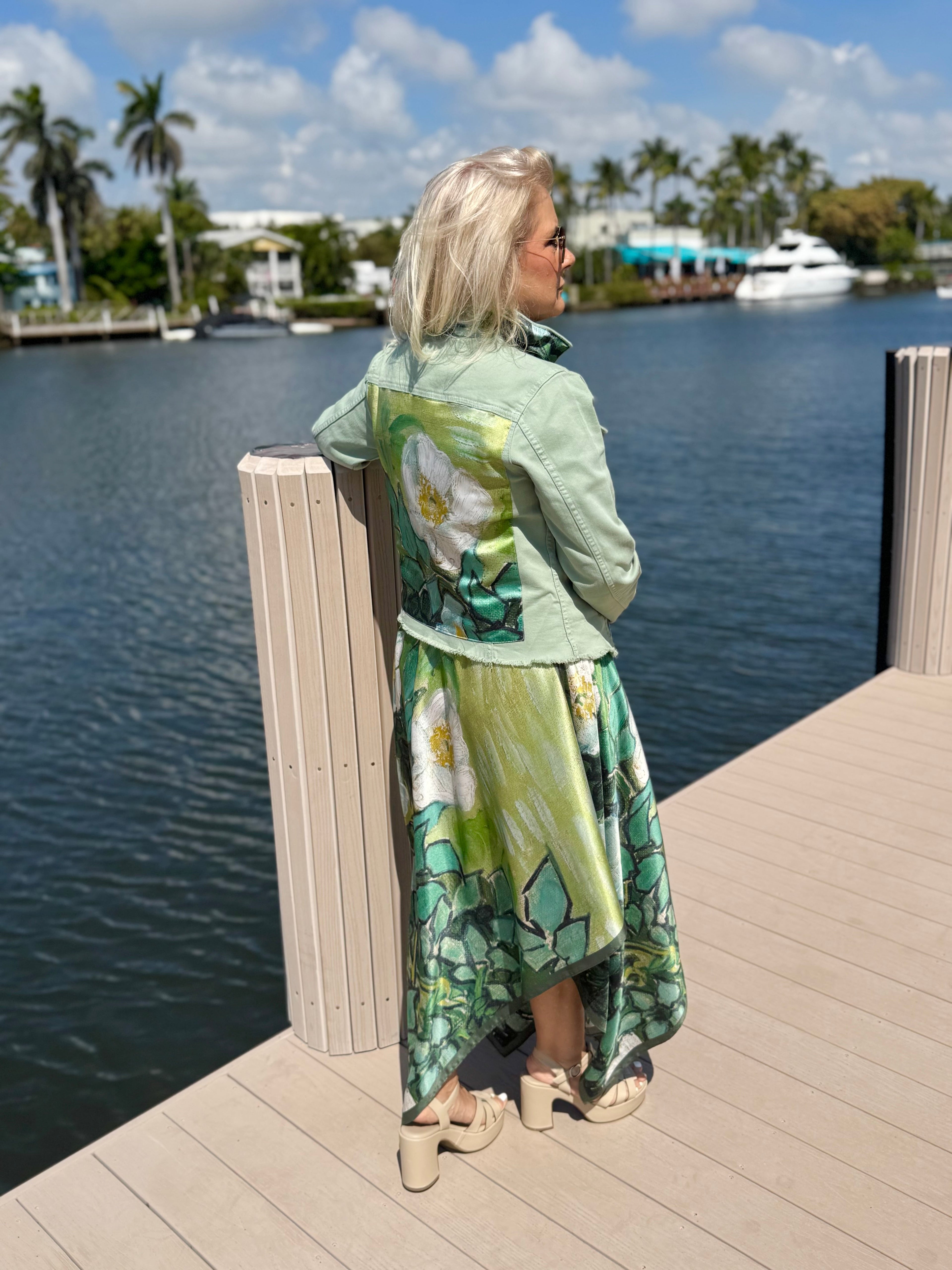 Silk Dress / White Blossom - Back of the Bay Boutique