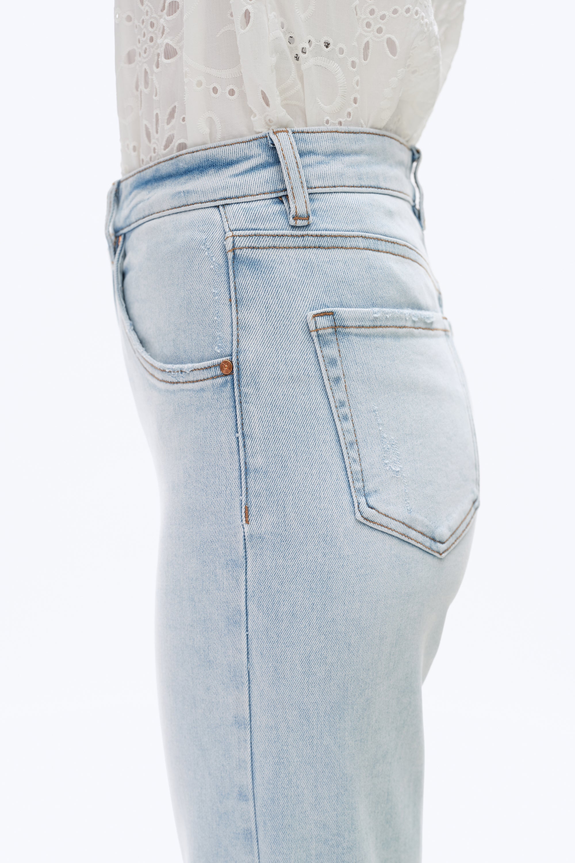 High Rise Wide Leg Denim Jeans Light Blue - Back of the Bay Boutique