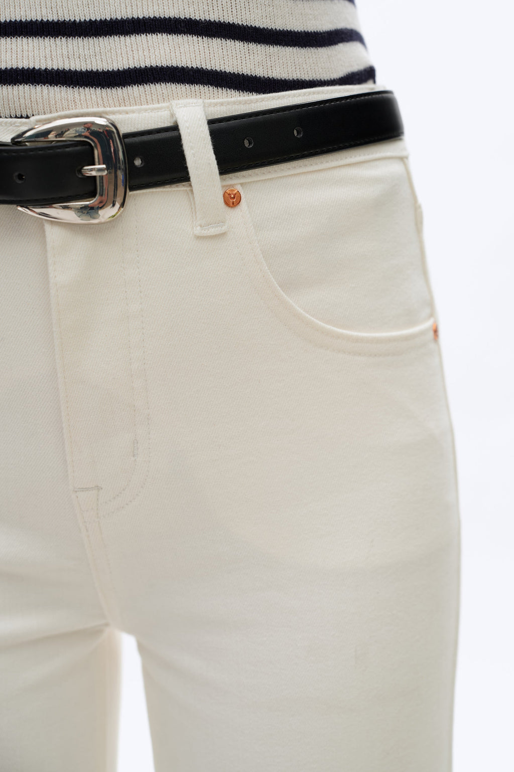 High Rise Wide Leg Denim Jeans White - Back of the Bay Boutique