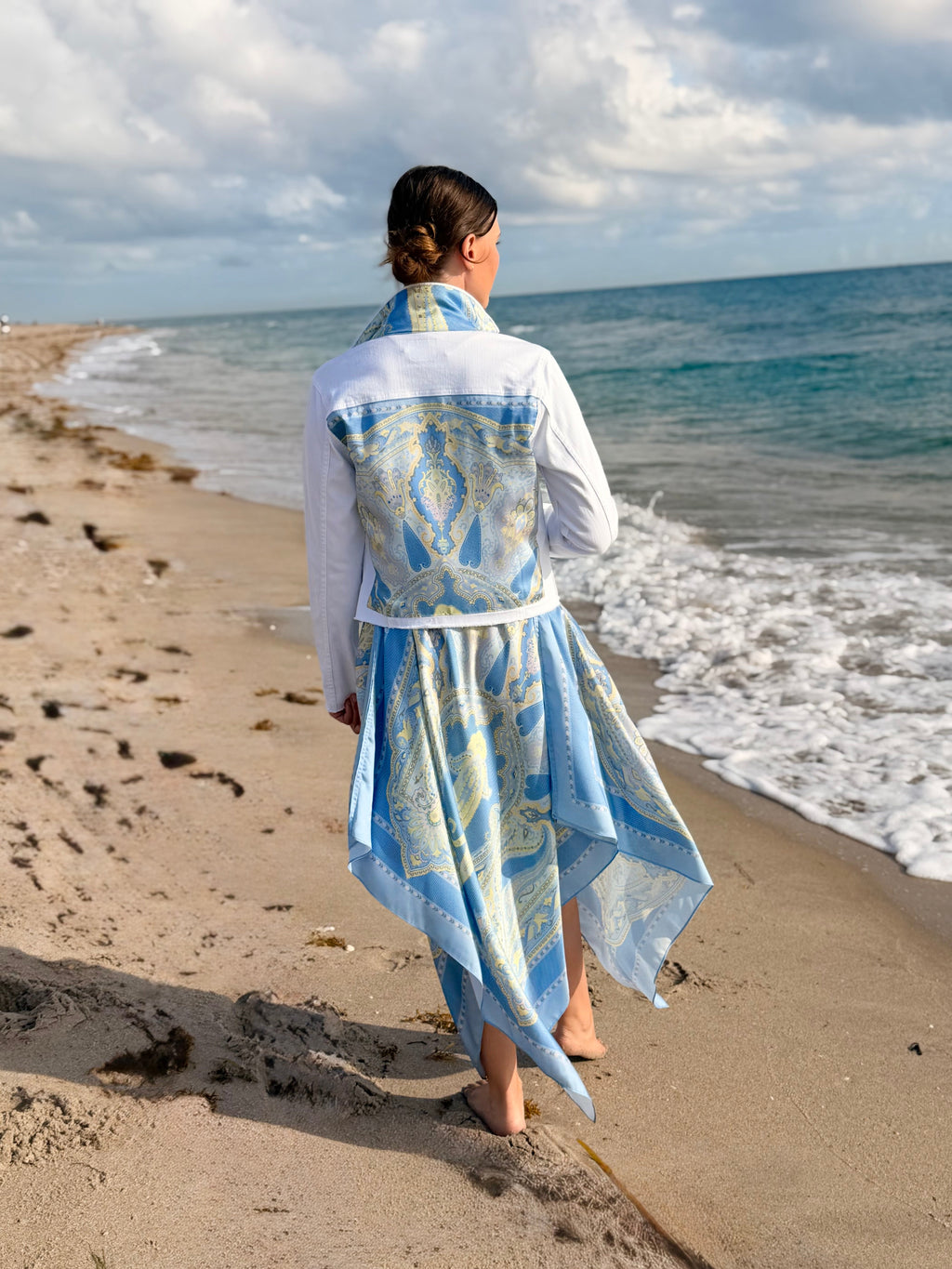 The White Denim Jacket / Serenity Garden