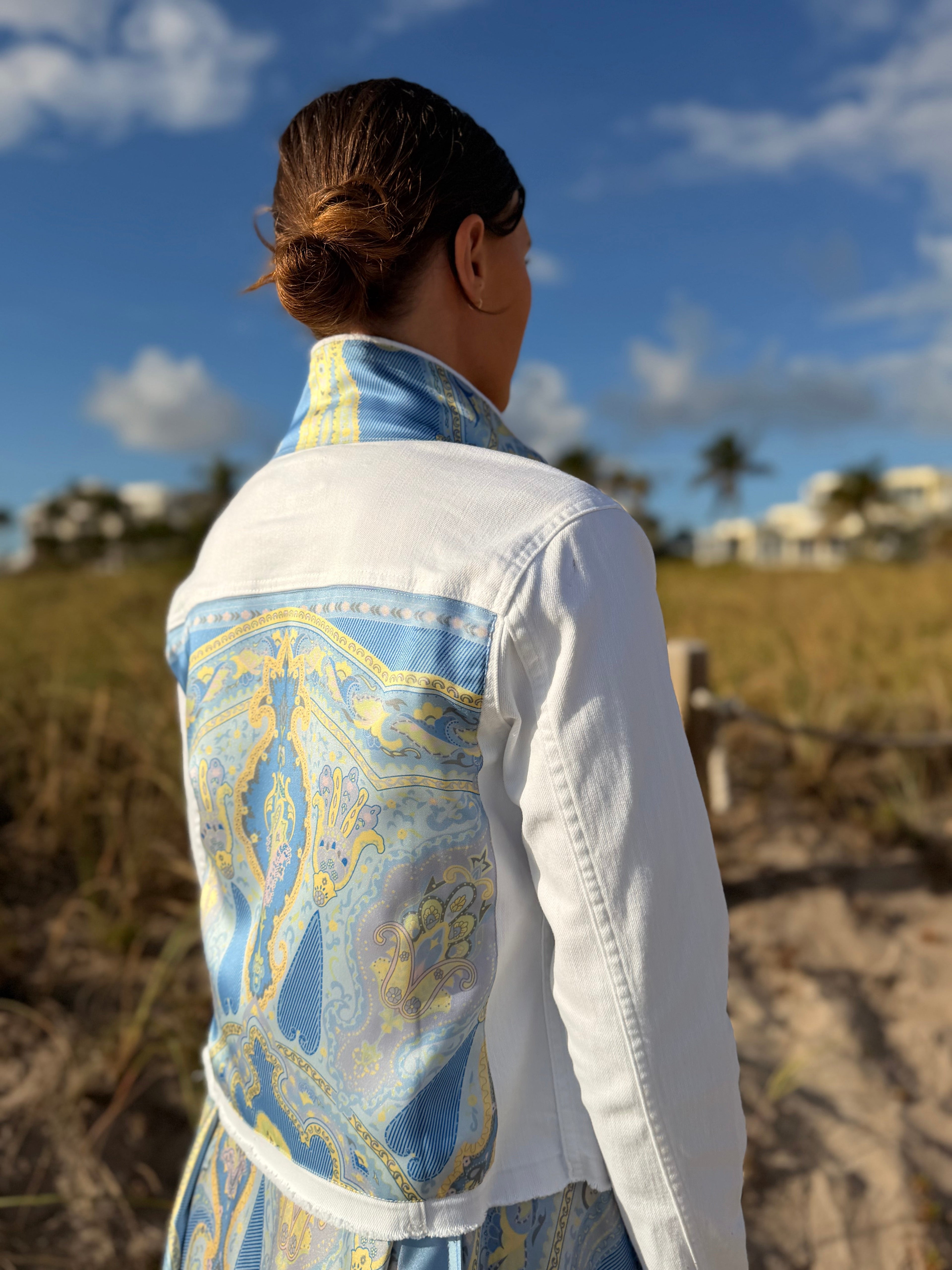 The White Denim Jacket / Serenity Garden