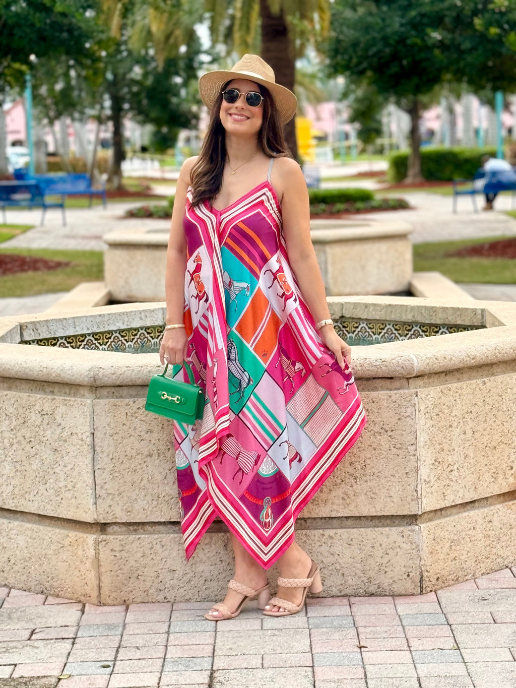 Silk Dress / Pink Horse - Back of the Bay Boutique