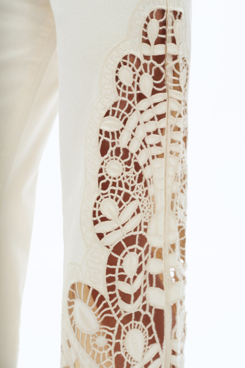 Embroidered High Rise Wide Leg Pants Beige - Back of the Bay Boutique