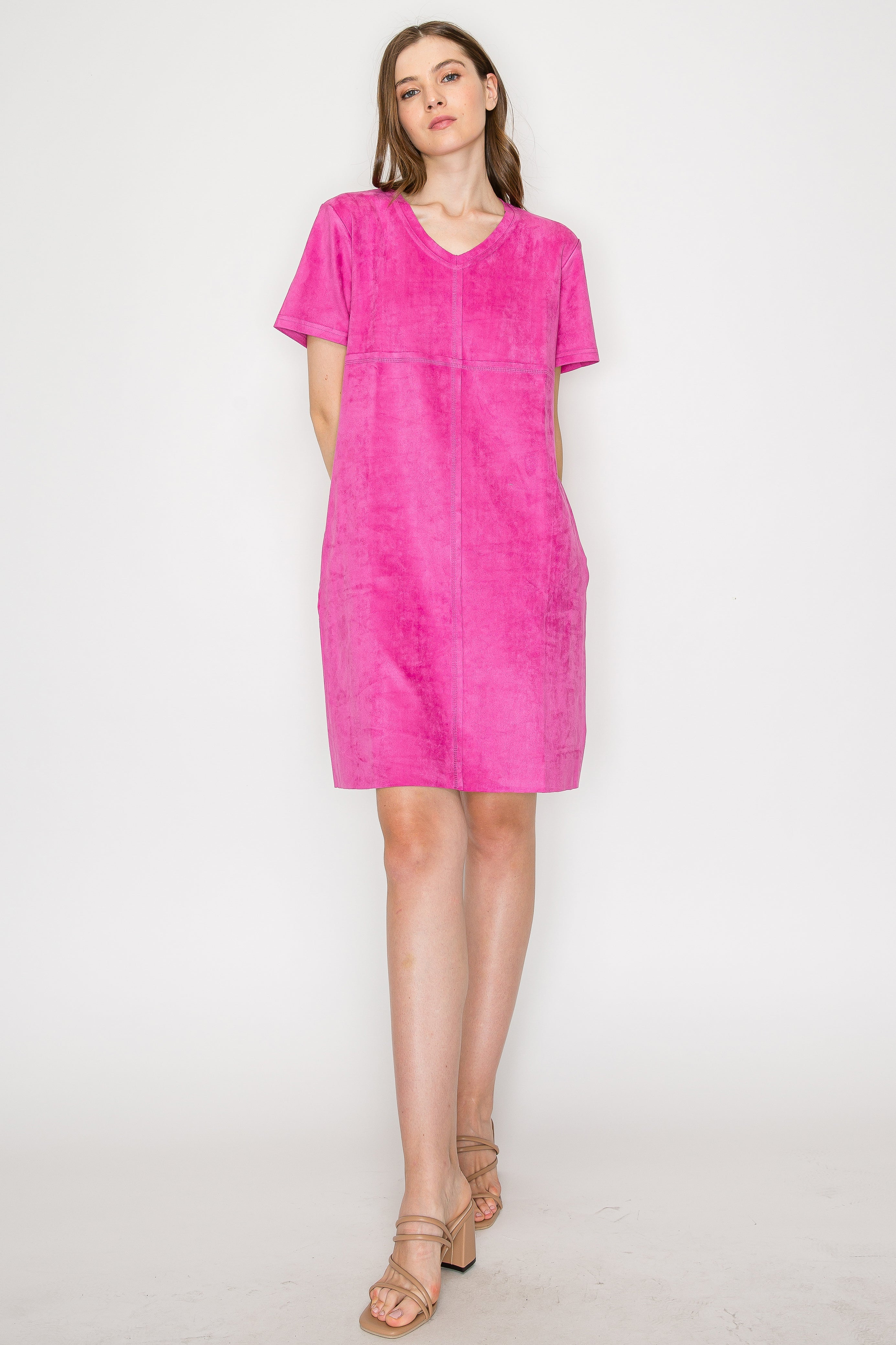 Audrey Suede V Neck with Pockets