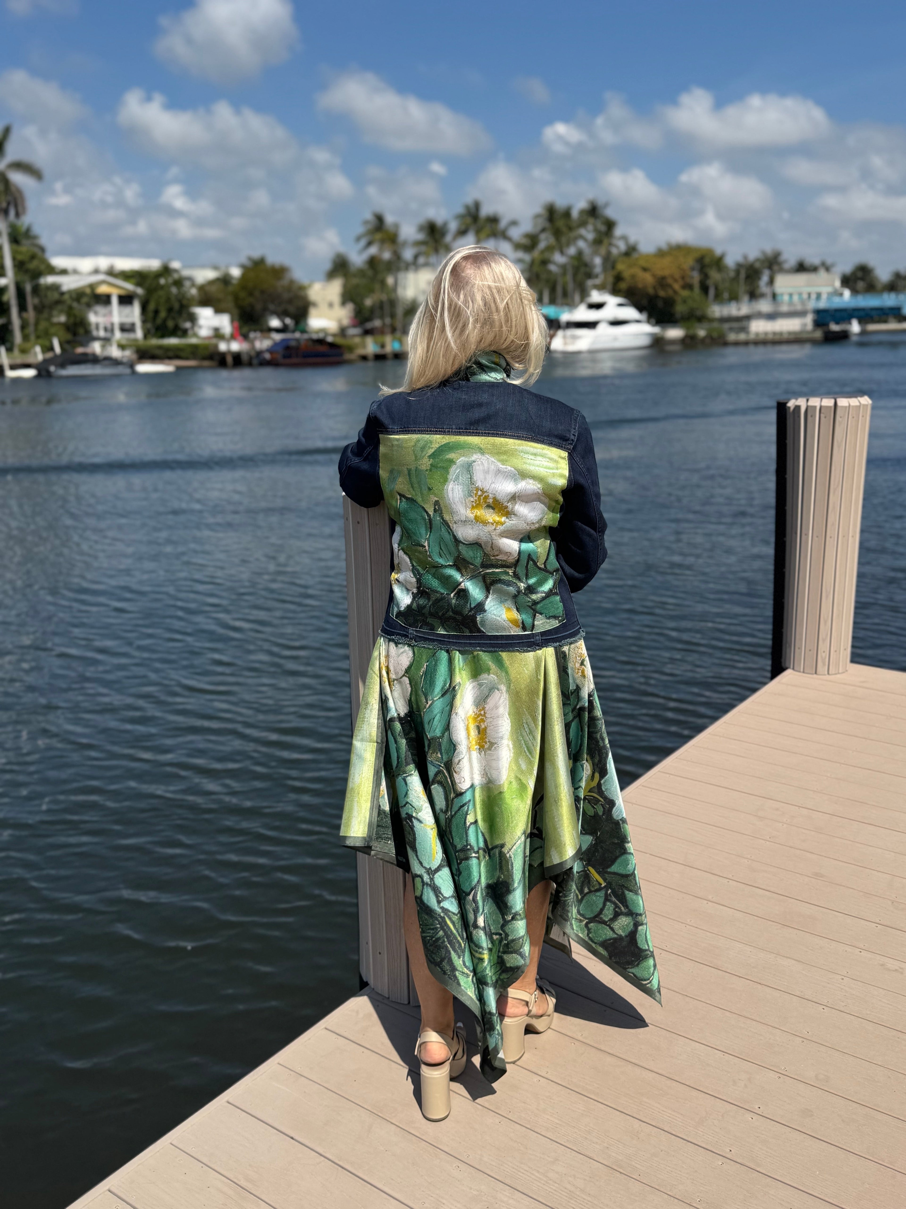 Silk Dress / White Blossom - Back of the Bay Boutique