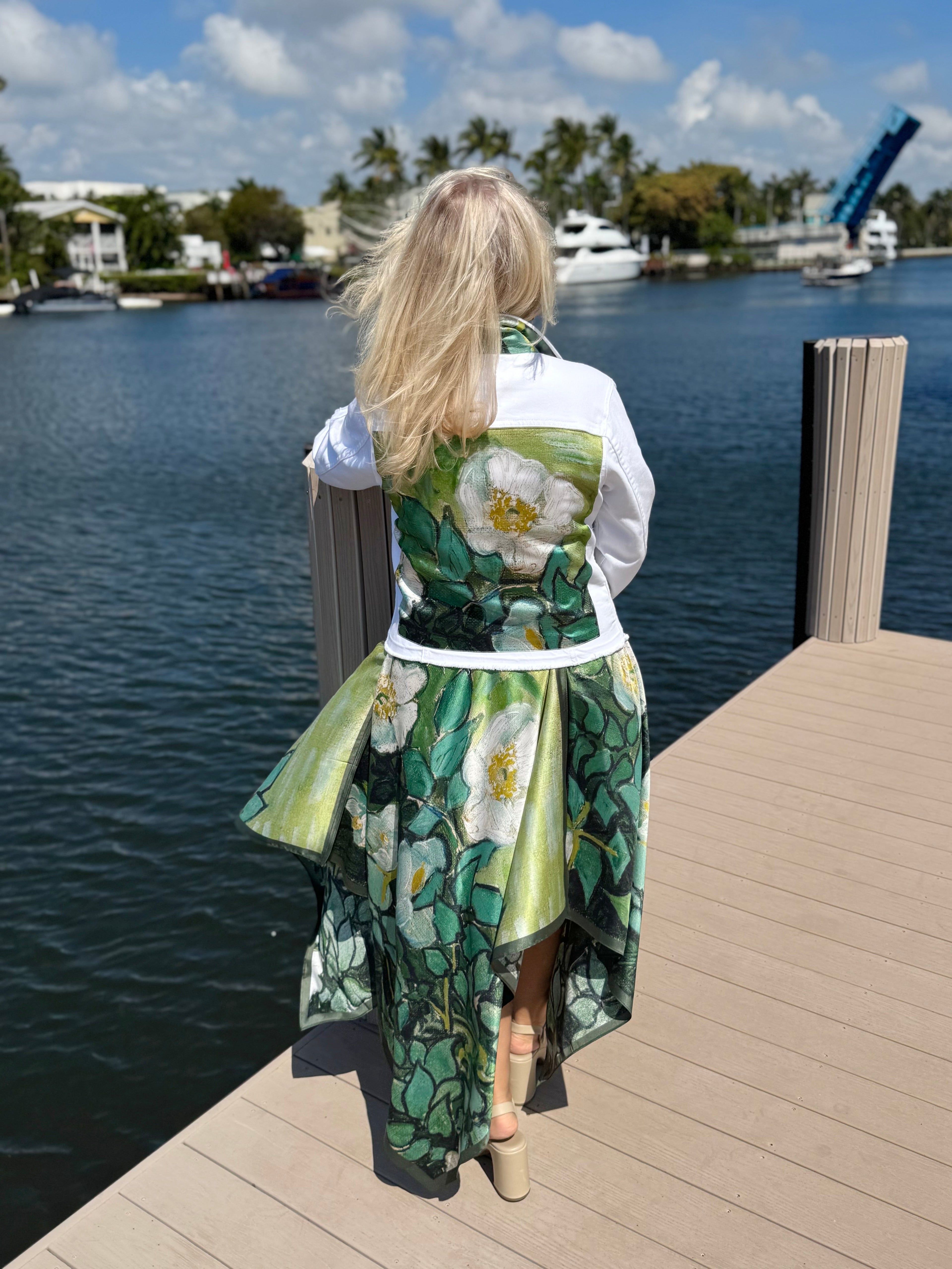 Silk Dress / White Blossom - Back of the Bay Boutique