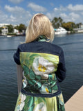 The Dark Denim Jacket / White Blossom - Back of the Bay Boutique