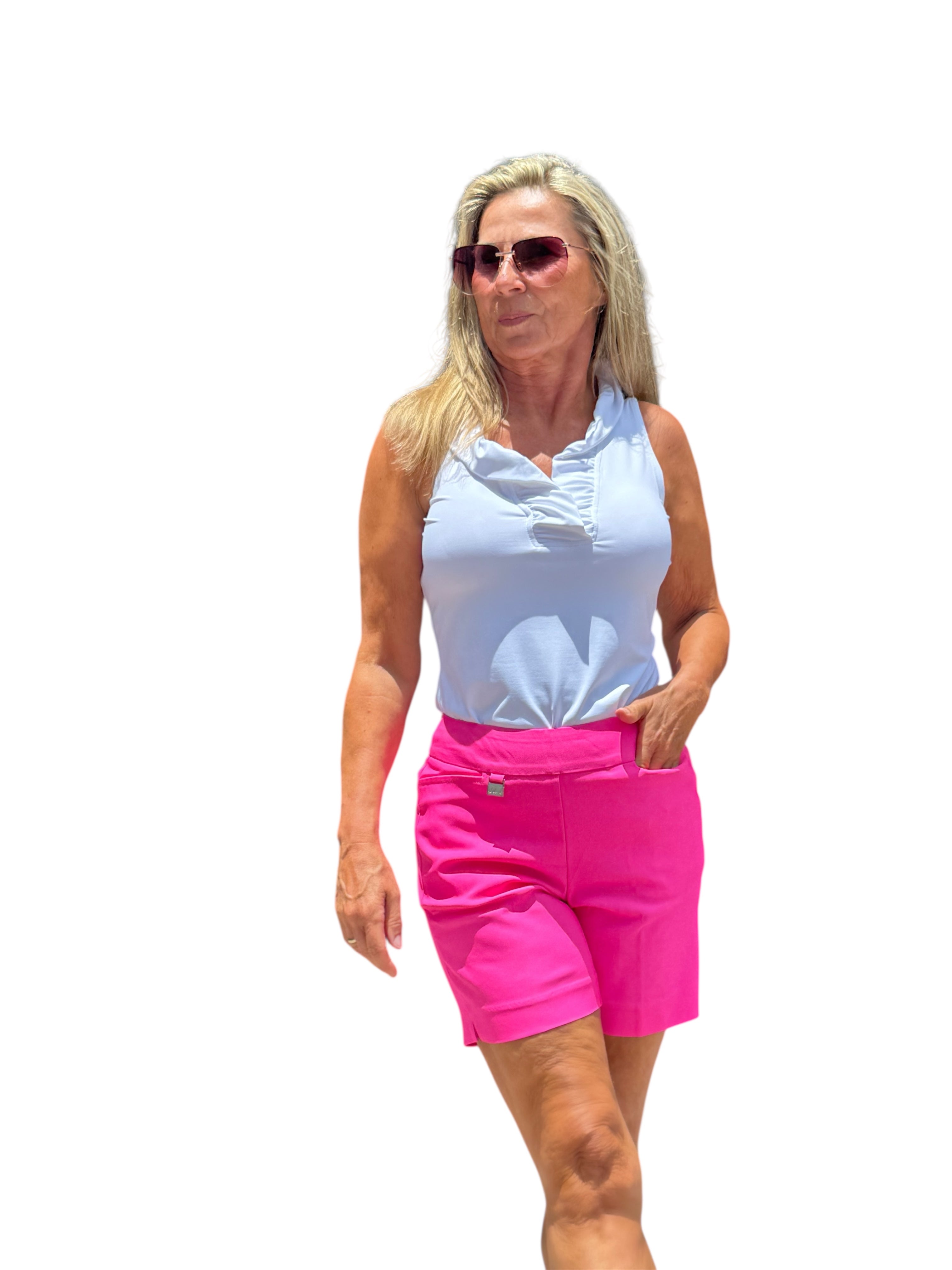 6" Inseam Pull-on Stretch Shorts Bright Hot Pink