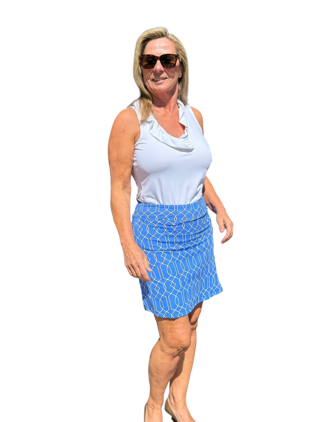 Pull - on Zip Skort with UPF50+ Geometric Lines Peri - Back of the Bay Boutique
