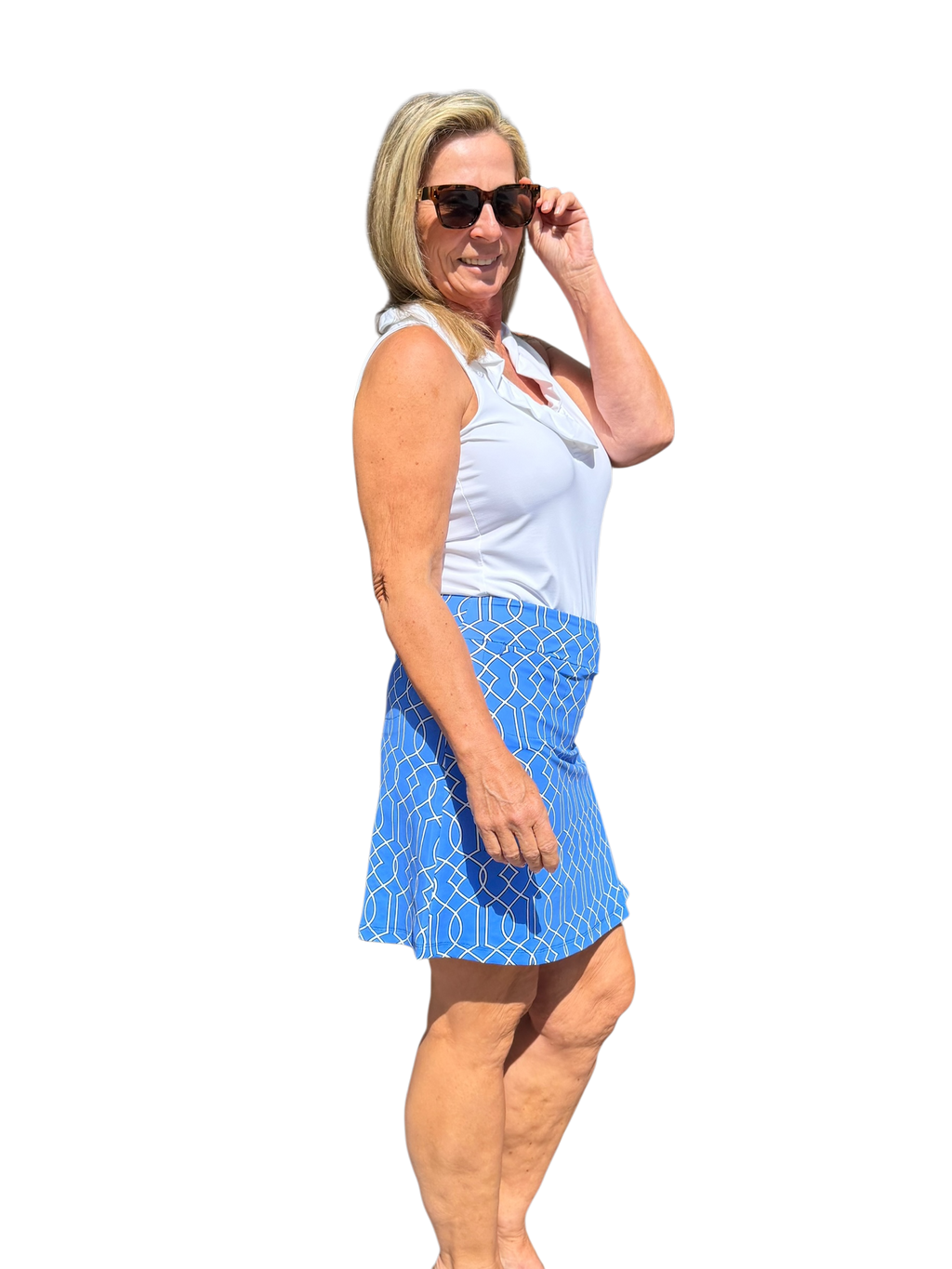 Pull - on Zip Skort with UPF50+ Geometric Lines Peri - Back of the Bay Boutique
