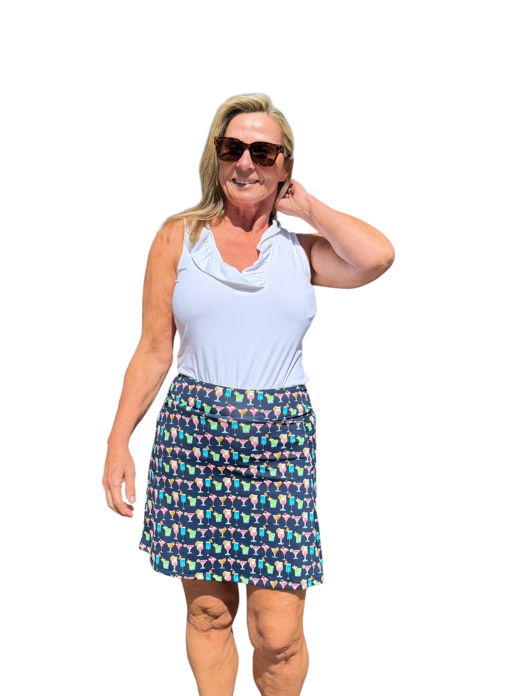 Pull - on Zip Skort with UPF50+ Happy Hour - Back of the Bay Boutique