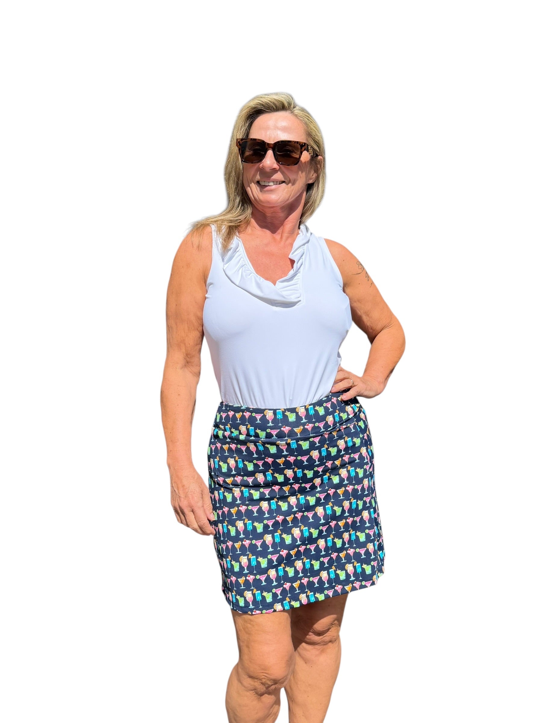 Pull - on Zip Skort with UPF50+ Happy Hour - Back of the Bay Boutique